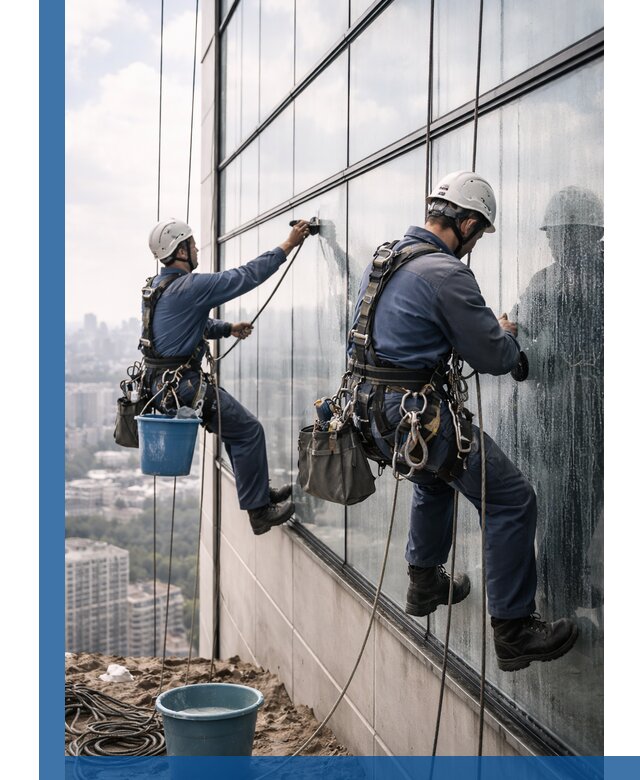 Профессиональная мойка фасадных окон альпинистами в Борисоглебске