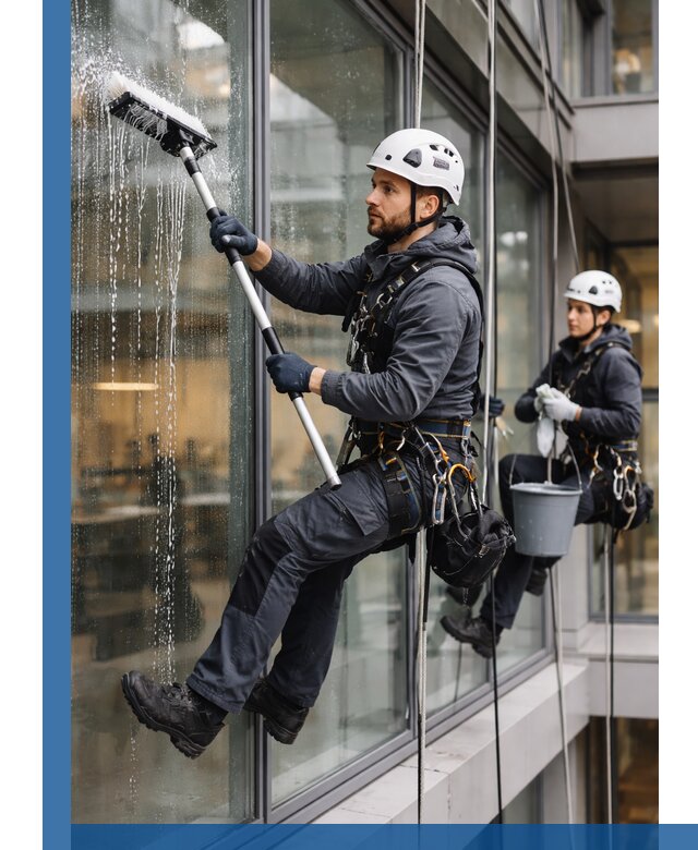 Профессиональная мойка витражей промышленными альпинистами в Борисоглебске