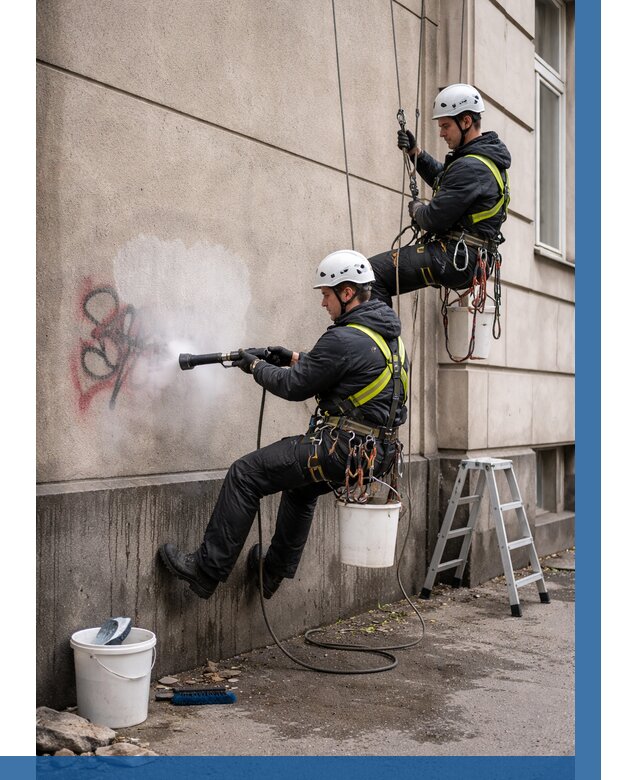 Удаление граффити с фасада в Борисоглебске от 4682 р. | ВЫСОТНИК-Брс