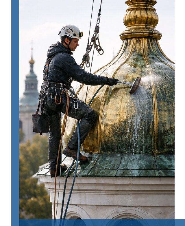 Профессиональная мойка куполов и шпилей высотными альпинистами в Борисоглебске