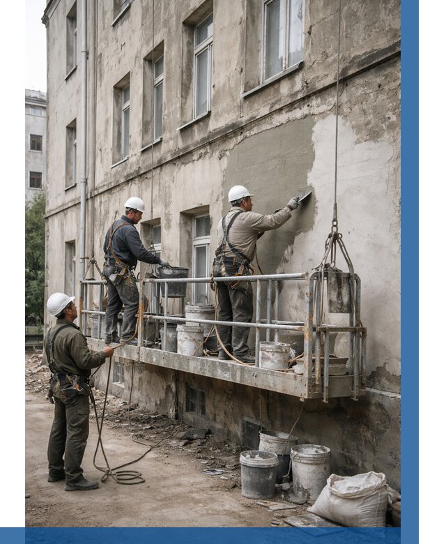 Капитальный ремонт фасада в Борисоглебске от 4370 р. | ВЫСОТНИК-Брс