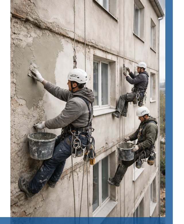 Ремонт штукатурного фасада в Борисоглебске от 780 р. под ключ | ВЫСОТНИК-Брс