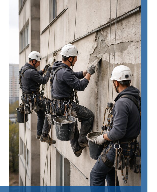 Ремонт бетонных элементов фасада в Борисоглебске от 2601 р. | ВЫСОТНИК-Брс