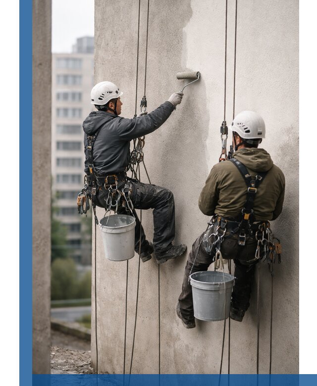 Покраска фасадов высотными альпинистами в Борисоглебске с гарантией