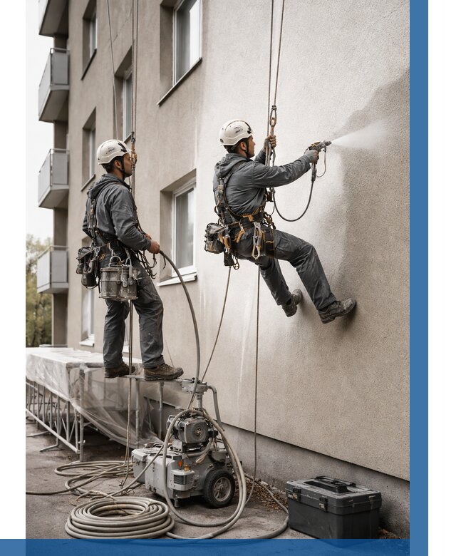 Безвоздушная покраска фасада в Борисоглебске от 229 р/м² | ВЫСОТНИК-Брс