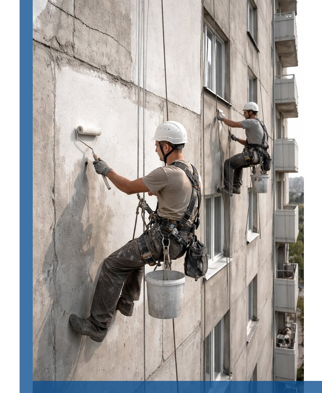 Покраска бетонного фасада в Борисоглебске для жилых и промышленных объектов