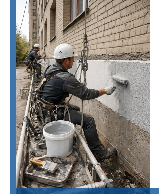 Окраска цоколя здания в Борисоглебске профессионально и надежно