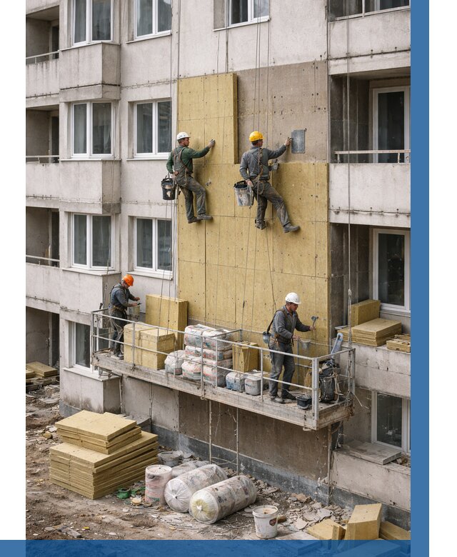 Утепление фасада минватой в Борисоглебске от 1561 р. | ВЫСОТНИК-Брс