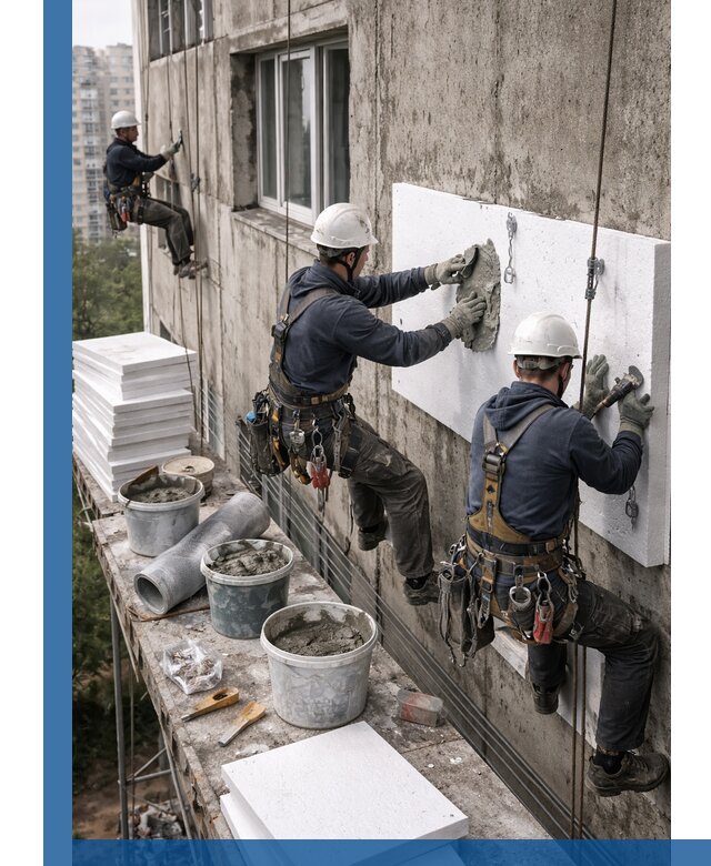 Утепление фасада пенополистиролом в Борисоглебске под ключ