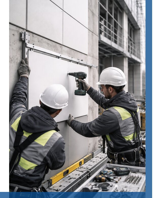 Монтаж композитных панелей фасада в Борисоглебске от 2601 р. | ВЫСОТНИК-Брс