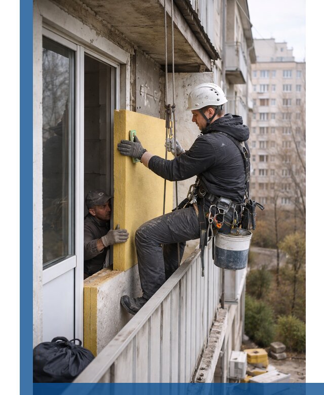 Профессиональное утепление балкона снаружи в Борисоглебске под ключ