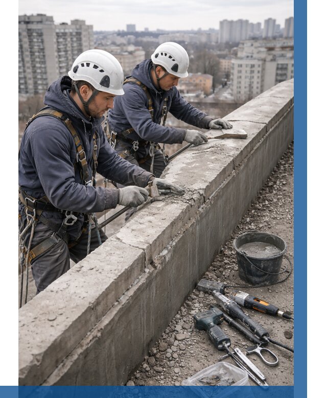 Ремонт парапета на кровле в Борисоглебске от 1561 р. | ВЫСОТНИК-Брс