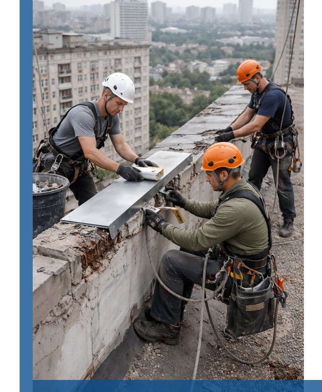 Ремонт парапета на кровле в Борисоглебске, высотные работы с гарантией