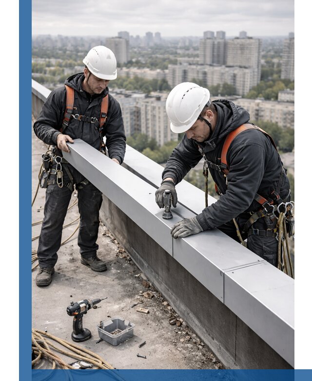 Монтаж парапетных крышек и ограждений кровли в Борисоглебске