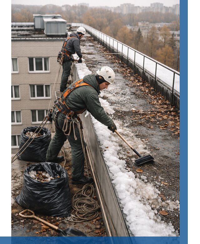 Очистка кровли по периметру в Борисоглебске от 572 р. | ВЫСОТНИК-Брс