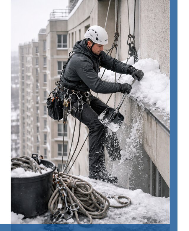 Очистка карнизов от снега в Борисоглебске от 312 р. | ВЫСОТНИК-Брс