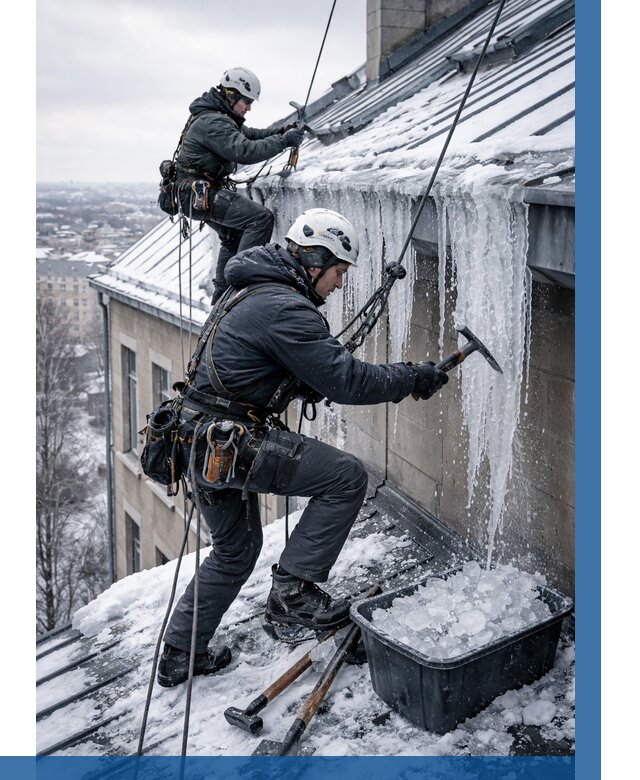 Удаление наледи с кровли в Борисоглебске от 5722 р. | ВЫСОТНИК-Брс