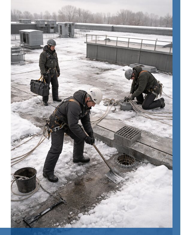 Абонентское обслуживание кровли зимой в Борисоглебске от 8323 р. | ВЫСОТНИК-Брс