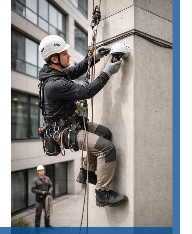 Монтаж камер видеонаблюдения на фасаде в Борисоглебске от 8843 р.-ВЫСОТНИК-Брс