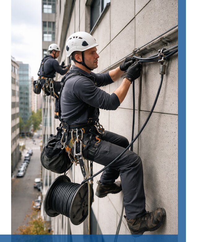 Прокладка кабеля по фасаду в Борисоглебске от 364 р. | ВЫСОТНИК-Брс