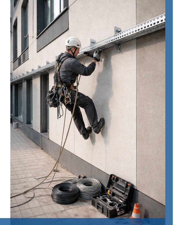 Монтаж кабельных лотков на фасаде в Борисоглебске от 1248 р. | ВЫСОТНИК-Брс