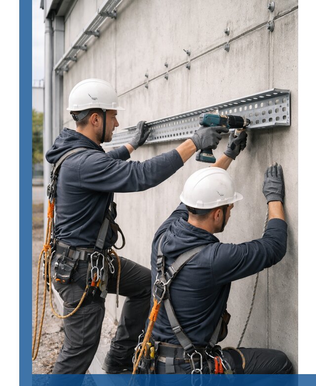 Монтаж кабельных лотков на фасаде зданий в Борисоглебске с гарантией