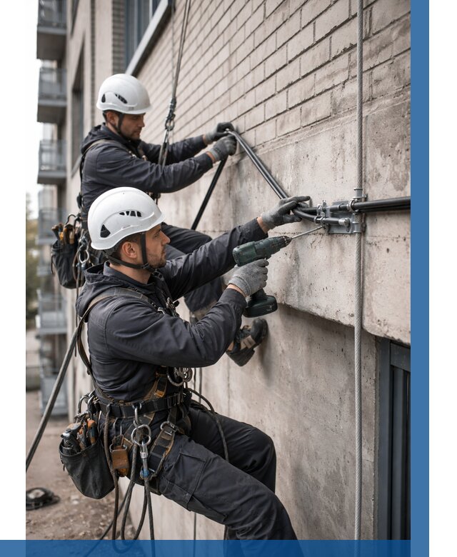 Крепление кабеля на фасаде в Борисоглебске от 364 р. | ВЫСОТНИК-Брс