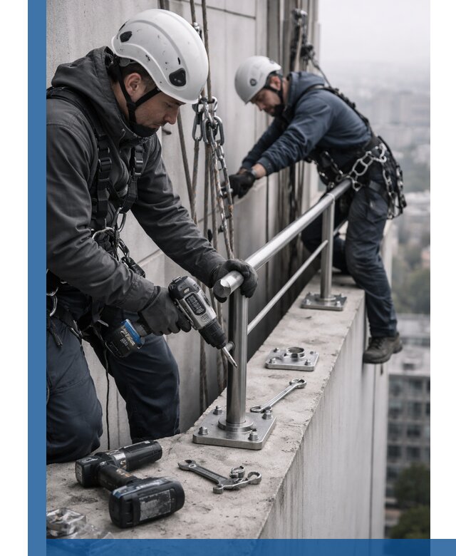 Монтаж перил на высоте в Борисоглебске для жилых и промобъектов