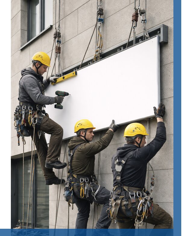 Монтаж рекламной вывески в Борисоглебске от 8323 р. | ВЫСОТНИК-Брс