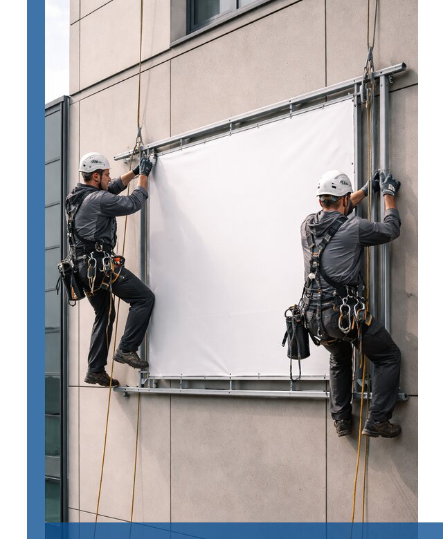 Монтаж наружной рекламной вывески в Борисоглебске под ключ