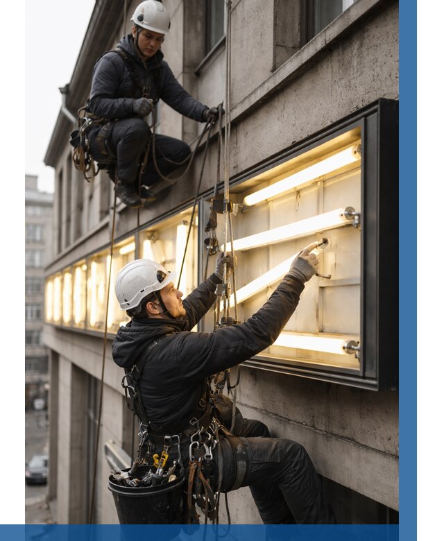 Замена ламп в вывеске в Борисоглебске под ключ от 3641 р. | ВЫСОТНИК-Брс