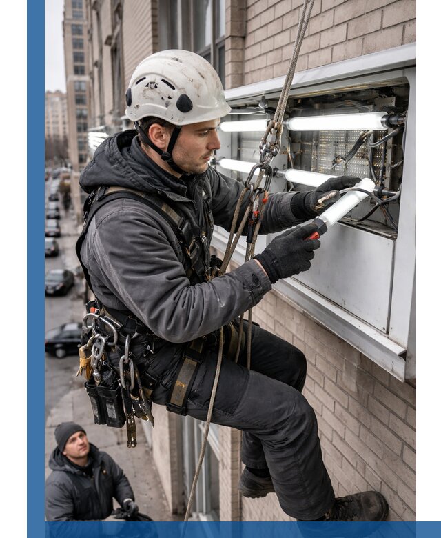 Профессиональная замена ламп в наружной вывеске в Борисоглебске