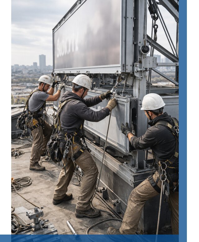 Монтаж крышной рекламной конструкции в Борисоглебске от 62424 р.|ВЫСОТНИК-Брс