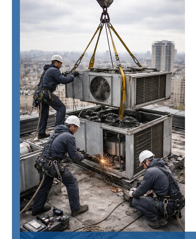 Демонтаж крышной установки в Борисоглебске любой сложности