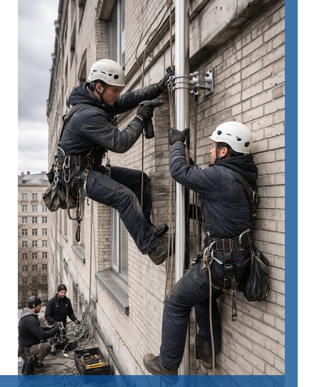 Монтаж флагштока на здании в Борисоглебске от 6763 р. | ВЫСОТНИК-Брс