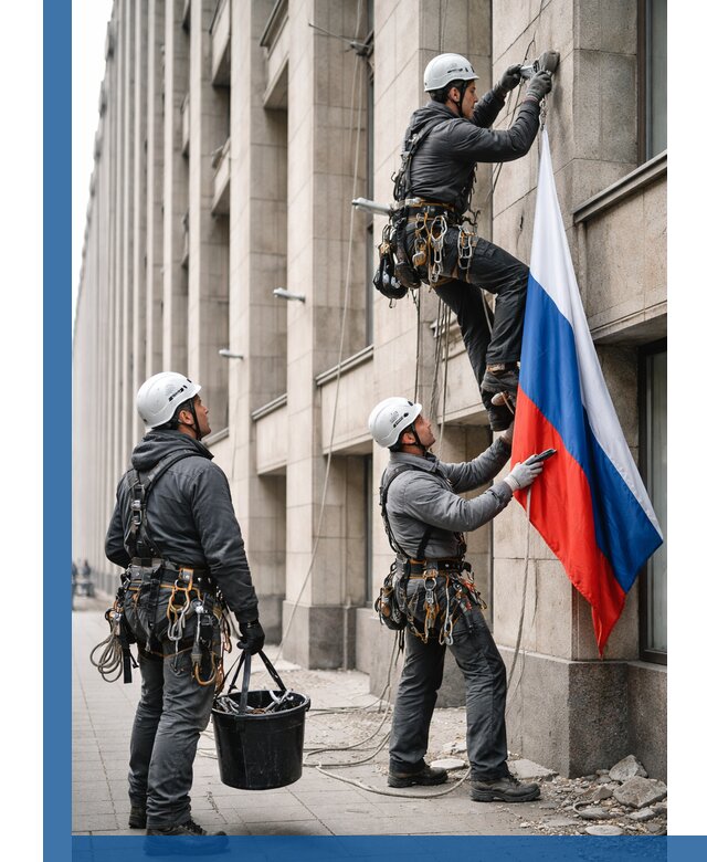 Профессиональная установка флагов на фасаде в Борисоглебске