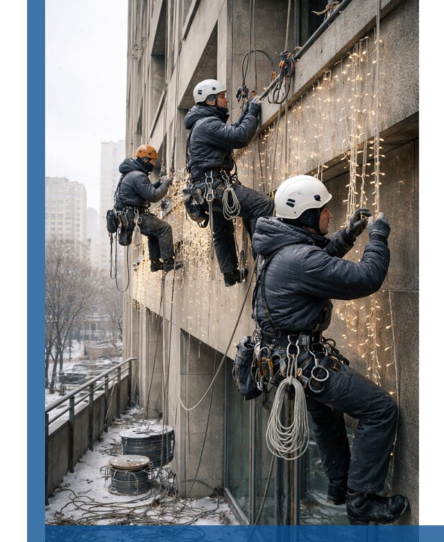 Монтаж новогодней иллюминации и украшение фасадов в Борисоглебске