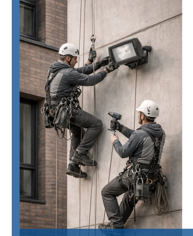 Профессиональный монтаж фасадных прожекторов в Борисоглебске под ключ