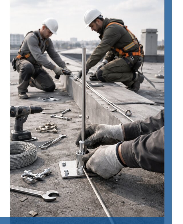 Монтаж молниезащиты на кровле в Борисоглебске цена от 26010 р. | ВЫСОТНИК-Брс