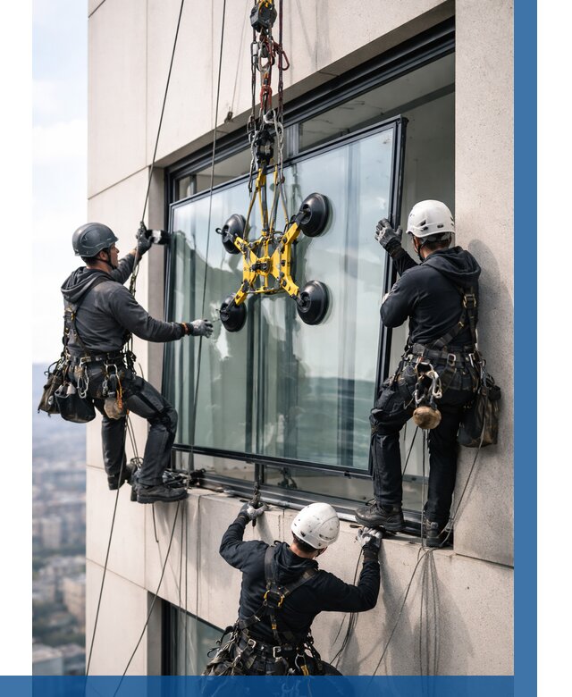 Монтаж стеклопакетов на высоте в Борисоглебске от 3329 р. | ВЫСОТНИК-Брс