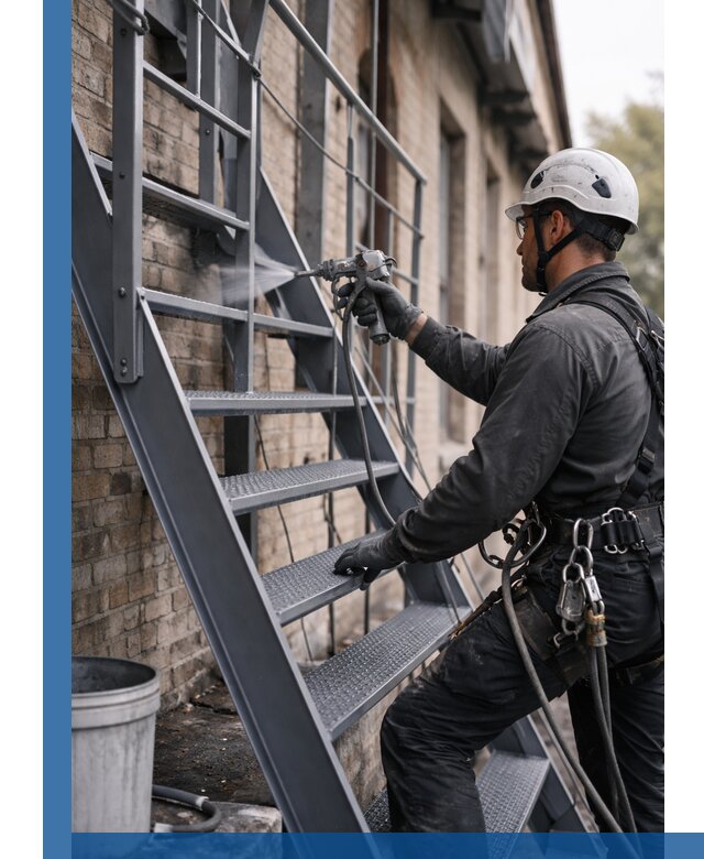 Покраска и антикоррозионная защита пожарных лестниц в Борисоглебске