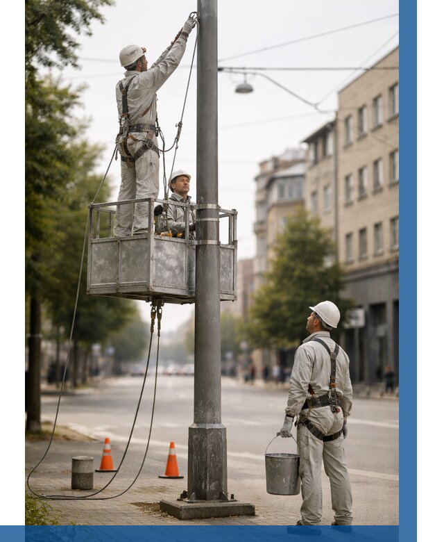 Покраска опор освещения в Борисоглебске от 5202 р. | ВЫСОТНИК-Брс