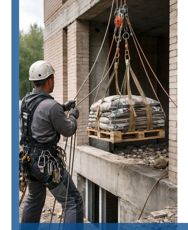 Подъем материалов на этаж веревками в Борисоглебске оперативно