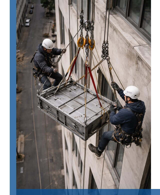 Спуск и подъем грузов по фасаду в Борисоглебске для зданий