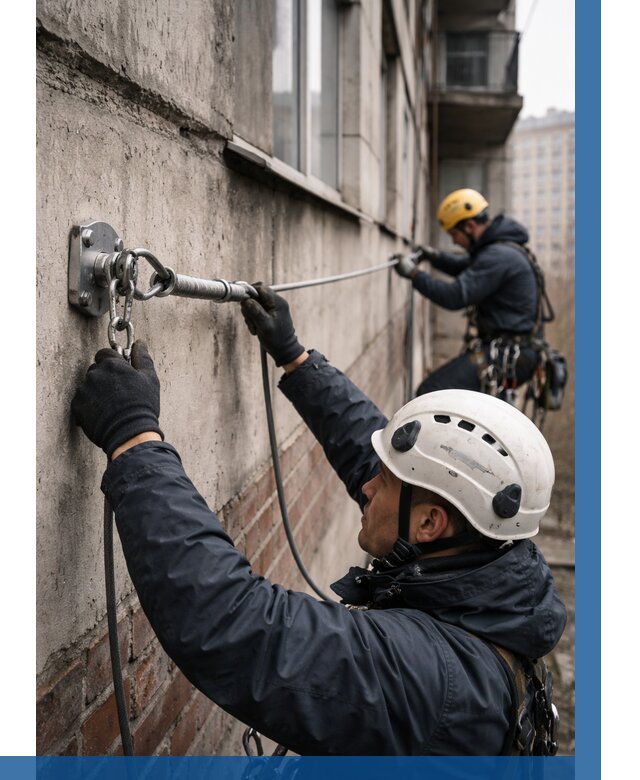 Монтаж анкерных линий в Борисоглебске от 3121 р. | ВЫСОТНИК-Брс