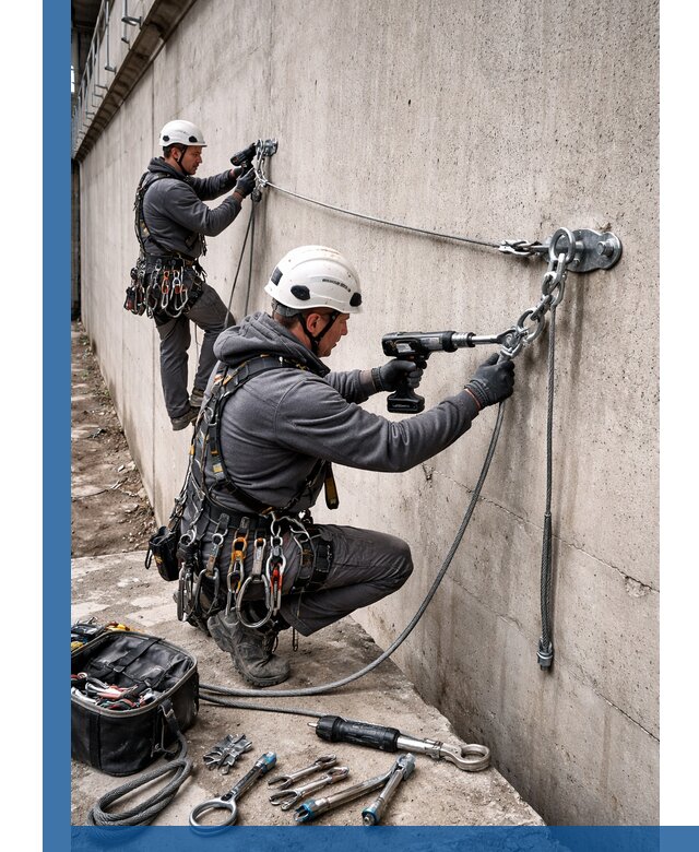 Монтаж анкерных линий высотной безопасности в Борисоглебске